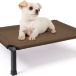Heeyoo Elevated Dog Bed, Cooling Raised Pet Cot with Chew Proof Mesh Fabric and Steel Frame, Portable Dog Cot Bed with No-Slip Rubber Feet for Outdoor Indoor Use