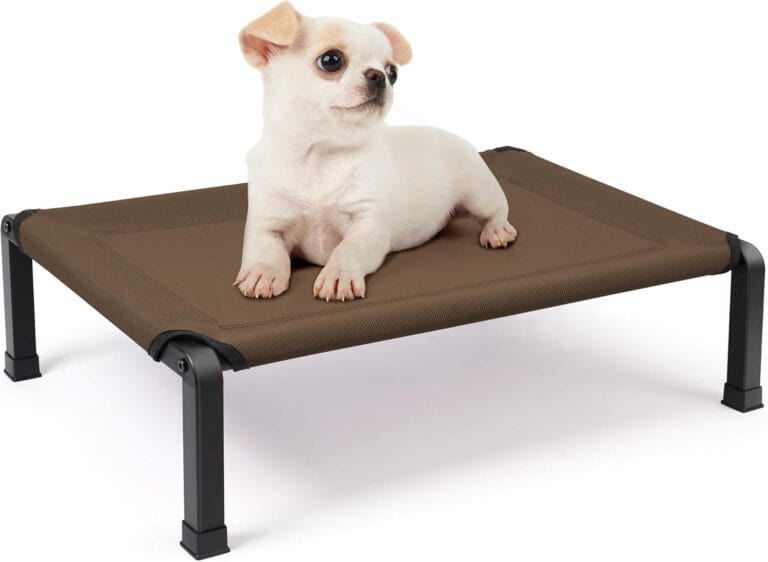 Heeyoo Elevated Dog Bed, Cooling Raised Pet Cot with Chew Proof Mesh Fabric and Steel Frame, Portable Dog Cot Bed with No-Slip Rubber Feet for Outdoor Indoor Use