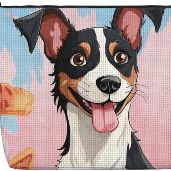 Rat Terrier Dog Makeup Bag For Women, Waterproof Linen Travel Cosmetic Organizer Lightweight Zipper Travel Toiletry Bag Organizer Makeup Brushes Storage Bag