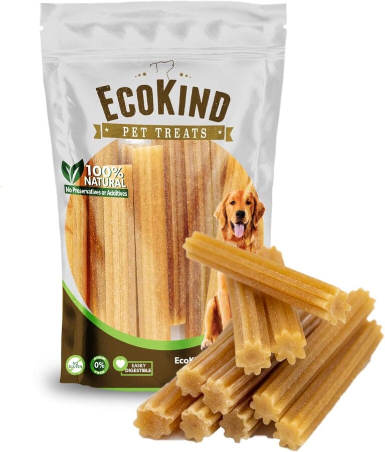 EcoKind Pet Treats Premium Gold Cheese Flavored Churro Chews | All Natural Himalayan Yak Cheese Dog Chew for Small to Large Dogs | Keeps Dogs Busy & Enjoying Indoors & Outdoor Use (20 Sticks)