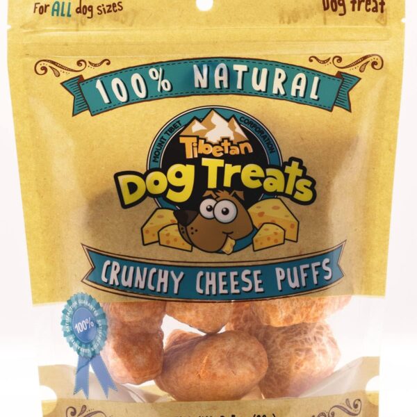 Tibetan Crunchy Cheese Puffs - Yak Dog Chew Puffs - All Natural - Healthy Reward and Training Treats for Dogs, (3.5oz Bag)