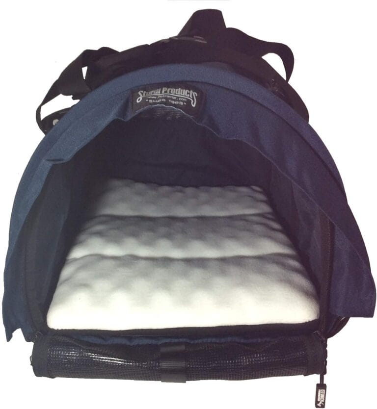 SturdiBag Large Pet Travel Carrier: Flexible Height for Cat and Dog Soft Sided with Safety Clips and Seatbelt Straps | Navy, 18" x 12" x 12" (PN: SB2-PRO-N)