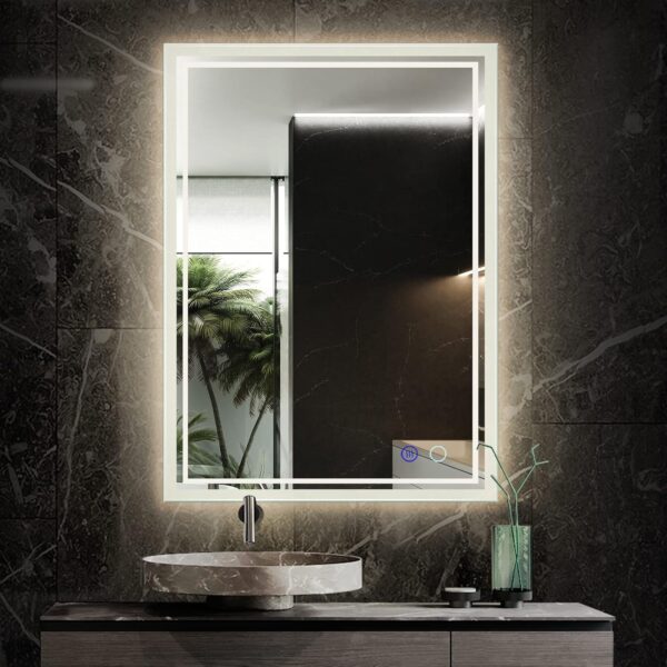 32"x 24" LED Bathroom Mirror,Led Mirror for Bathroom,Bathroom Mirror with Lights,Backlit Mirror,Anti-Fog,Dimmable,CRI90+,Touch Button,Water Proof,Horizontal/VerticalWall Mounted