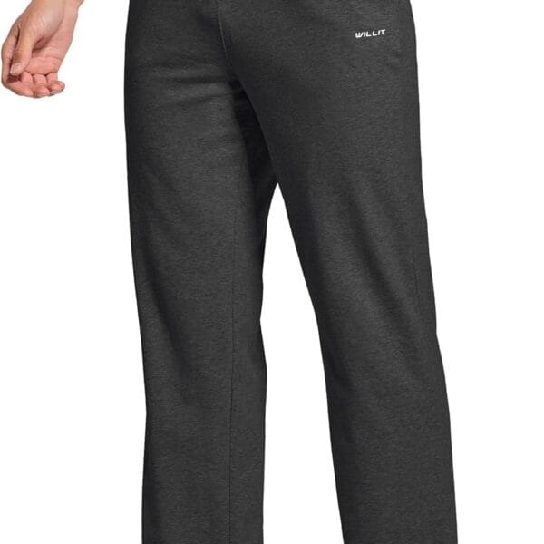 Willit Men's Cotton Yoga Sweatpants Athletic Pants Open Bottom Exercise Lounge Pants Loose Male Sweat Pants with Pockets
