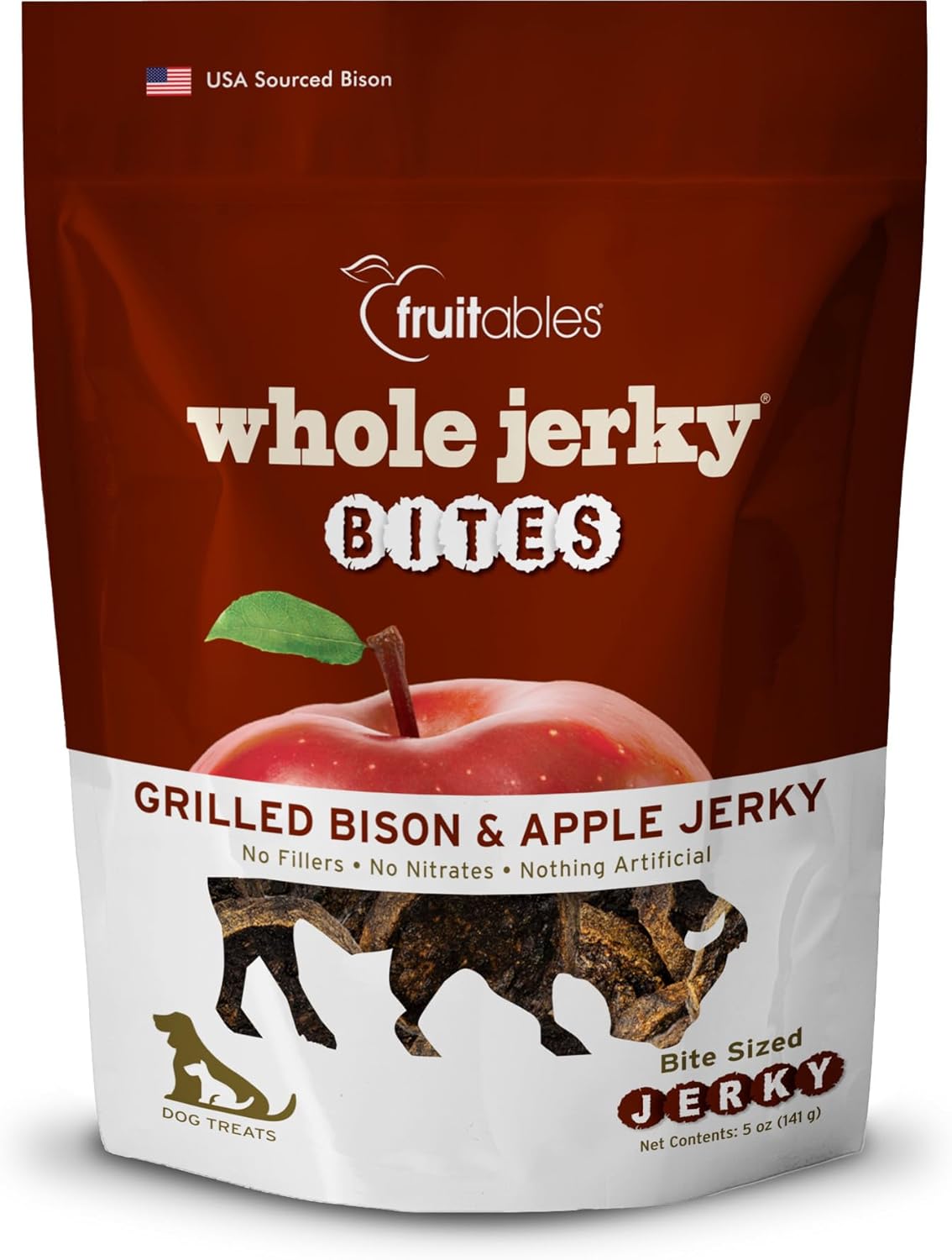 Fruitables Whole Jerky Bites, Grilled Bison & Apple Dog Treats, Healthy Dog Treats, Limited Ingredients, No Corn, Wheat, or Soy, Puppy Essentials, 5oz Fruitables Whole Jerky Bites, Grilled Bison & Apple Dog Treats, Healthy Dog Treats, Limited Ingredients, No Corn, Wheat, or Soy, Puppy Essentials, 5oz