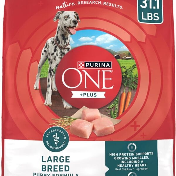 Purina One Plus Puppy Dry Dog Food for Large Dogs High Protein Growth Support, Real Chicken - 31.1 lb Bag