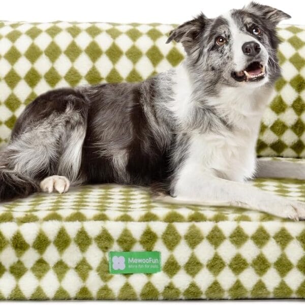 MEWOOFUN 34.6" Orthopedic Dog Bed Sofa for Small Medium Dogs, Egg- Foam Dog Couch with Removable Washable Cover and Non-Slip Bottom (Large, Green)
