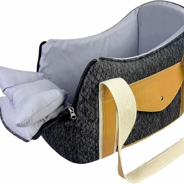 Dog Purse Carrier with Soft PillowsDog Tote Bag with Pockets and Secure Harness Clip,17 * 9.5 * 9inches for Small Dogs and Puppies,Outing,Travel,Vet