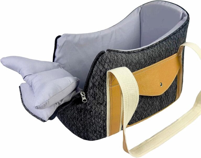 Dog Purse Carrier with Soft PillowsDog Tote Bag with Pockets and Secure Harness Clip,17 * 9.5 * 9inches for Small Dogs and Puppies,Outing,Travel,Vet