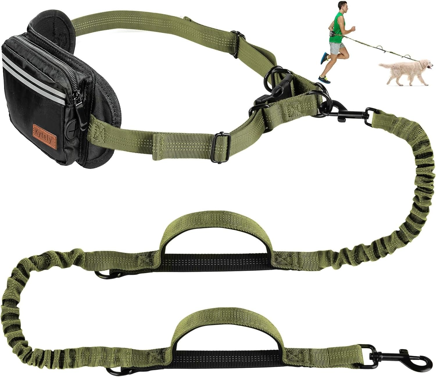Kytely Hands Free Dog Leash Military Green Kytely Hands Free Dog Leash Military Green