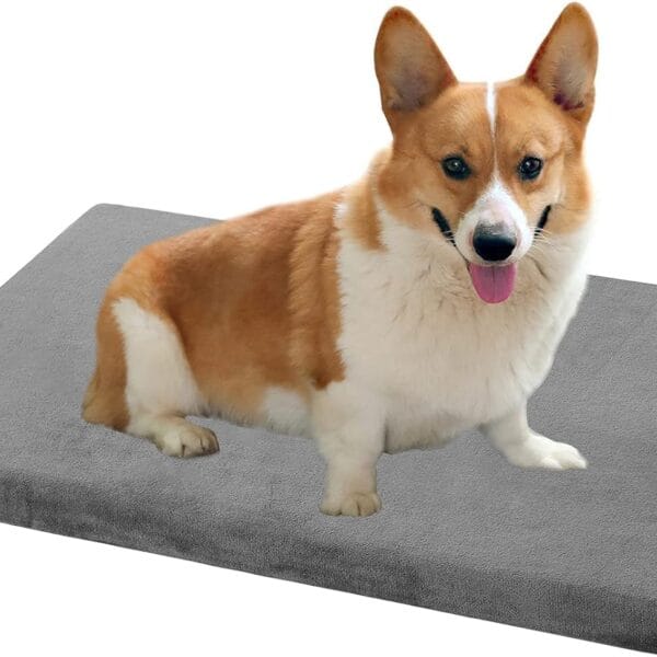 EMPSIGN Stylish Dog Bed Mat Dog Crate Pad Mattress Reversible (Cool & Warm), Water Proof Linings, Removable Machine Washable Cover, Firm Support Pet Crate Bed for Small to XX-Large Dogs, Grey