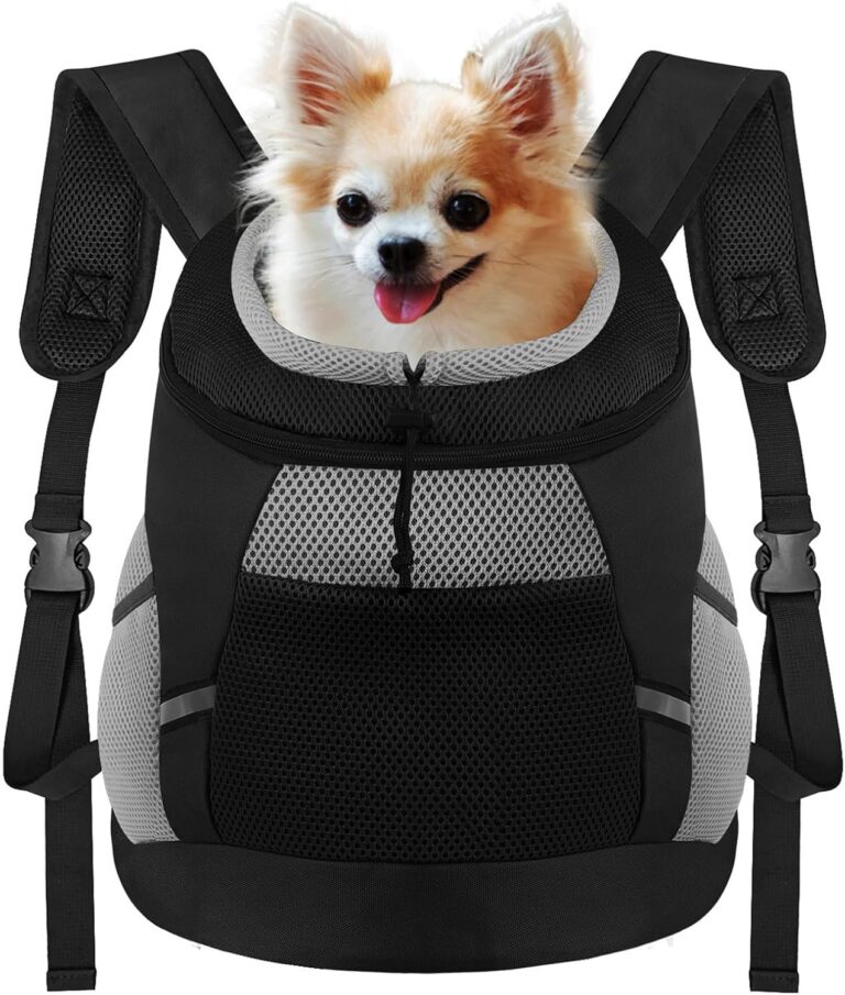 Dog Backpack Carrier, Front Chest Carrier for Cat Small Dogs, Pet Carrying Bag for Travel Hiking Cycling Outdoor Black S (Suggested Pet Height 7-10 in, 2-6 lbs)