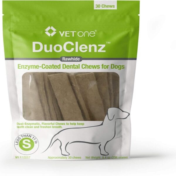 vetone DuoClenz EnzymeCoated Dog Dental Hygiene Chews for Small Dogs - Clean Teeth & Freshen Breath - 30 Count