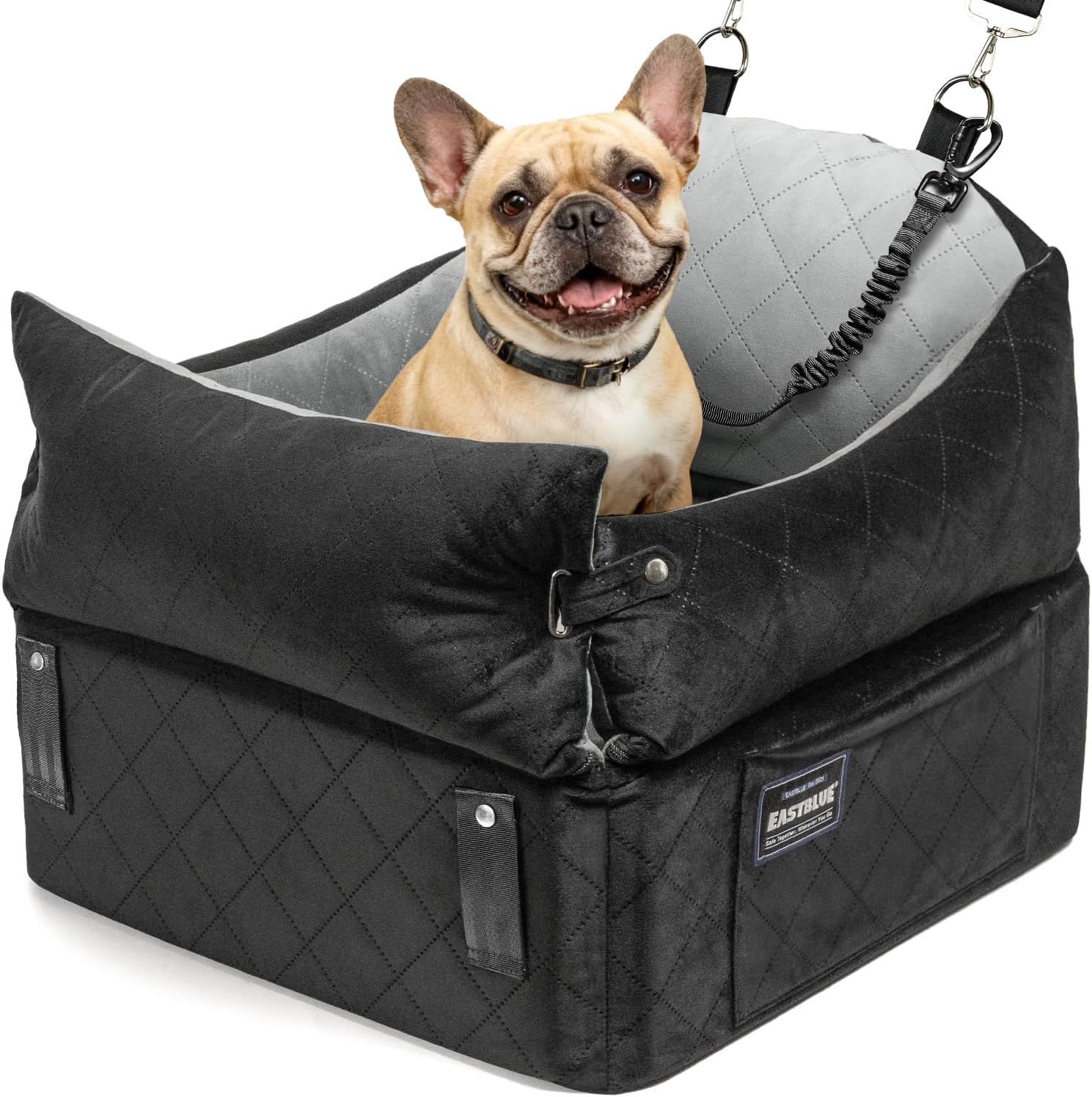 EASTBLUE Dog Car Seat for Small Medium Dogs Up to 35 lbs, 2 Memory Foam Pads Dog Booster Car Seat with Seat Belt, Washable Pet Carseat for Puppy & Cat, Dogs Travel Bed for Cars (Black/Grey-Velvet) EASTBLUE Dog Car Seat for Small Medium Dogs Up to 35 lbs, 2 Memory Foam Pads Dog Booster Car Seat with Seat Belt, Washable Pet Carseat for Puppy & Cat, Dogs Travel Bed for Cars (Black/Grey-Velvet)