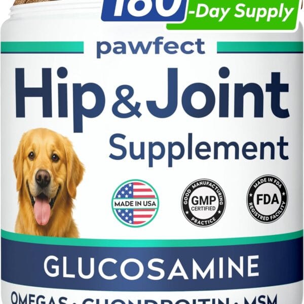 PAWFECTCHEW Advanced Hip & Joint Glucosamine Supplement for Dogs - Treats for Picky Eaters w/Chondroitin, MSM, Omega-3 - Joint Pain Relief - Chicken Liver - 180 Ct - Made in USA