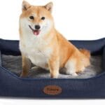 Orthopedic Dog Beds for Medium Dogs, Durable Egg Crate Foam Sofa Dog Bed wit Washable Removable Cover,Waterproof Lining,Pet Bed for Large Dogs (Navy Blue, 26.4" L x 21.7" W x 6.2" Th)