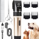 Dog Clippers for Grooming, Low Noise Dog Grooming Clippers, Cordless Dog Hair Trimmer, Rechargeable Dog Shavers for Grooming Dogs Cats Pets