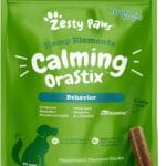 Zesty Paws OraStix for Dogs - Calming Dental Sticks for Stress with Hemp Melatonin Chamomile Dog Healthy Teeth and Gums Calm Composure for Fireworks and Thunderstorms - 25oz