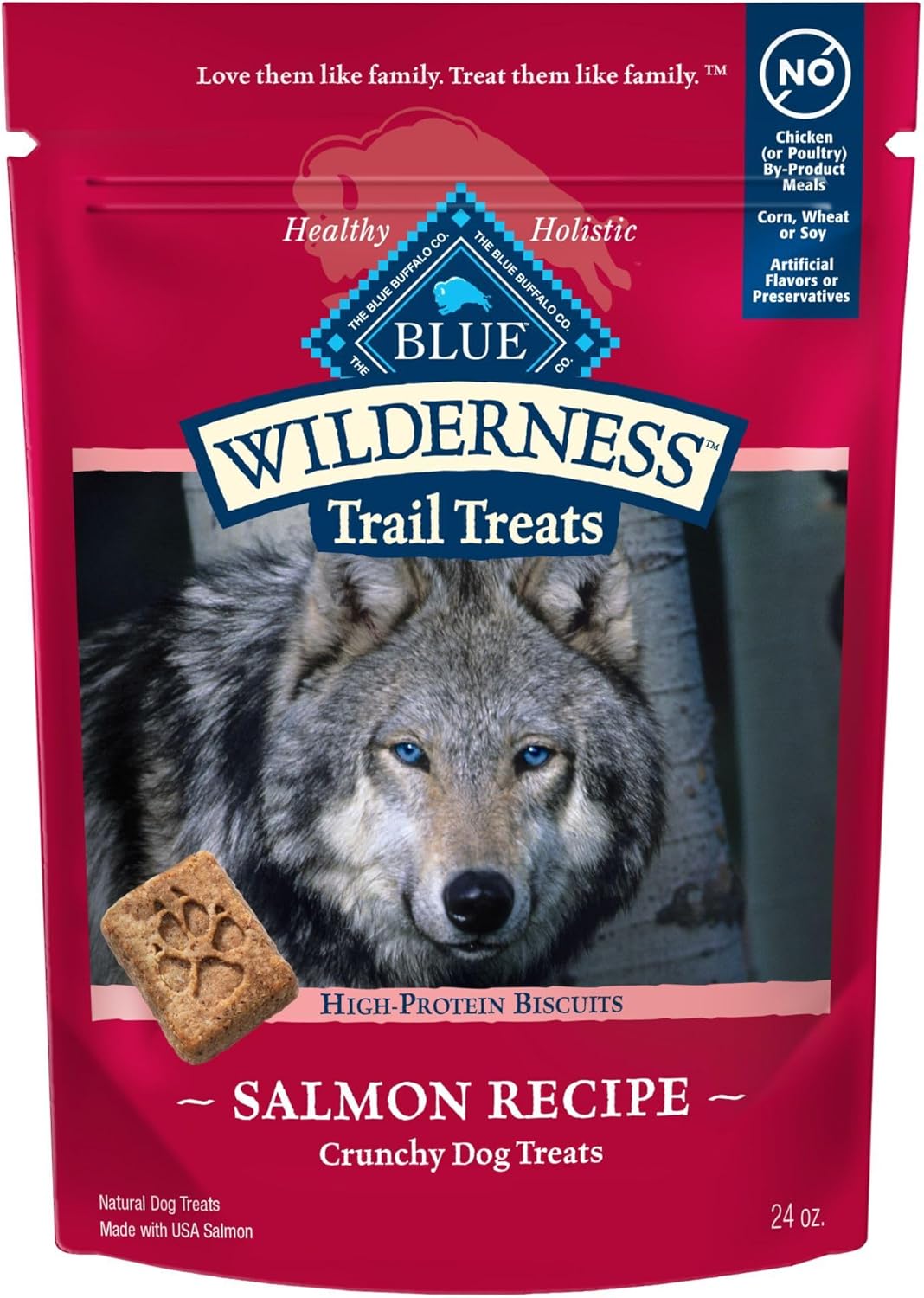 Blue Buffalo Wilderness Trail Treats Crunchy Dog Biscuits, Grain-Free and High-Protein Dog Treats Made with Natural Ingredients, Salmon Recipe 24-oz Bag Blue Buffalo Wilderness Trail Treats Crunchy Dog Biscuits, Grain-Free and High-Protein Dog Treats Made with Natural Ingredients, Salmon Recipe 24-oz Bag