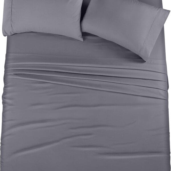 Utopia Bedding Queen Sheet Set  4 Piece Bed Sheets for Queen Size Bed, Soft and Breathable Microfiber, Includes 1 Fitted Sheet, 1 Flat Sheet and 2 Pillowcases (Grey)
