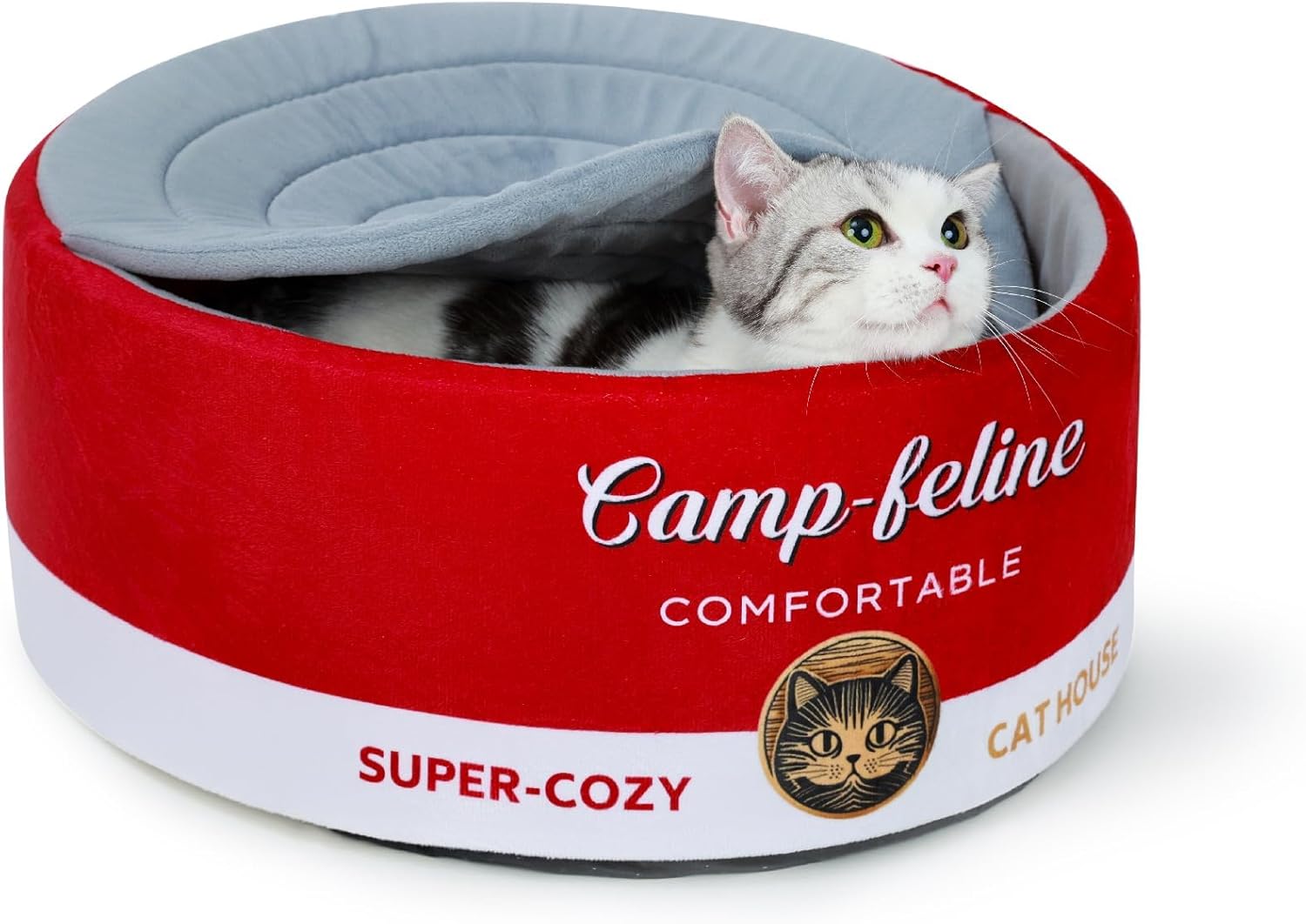 Can-Shaped Cat Bed with Privacy Cover - Comfortable Cushion for Cats & Small Dogs Can-Shaped Cat Bed with Privacy Cover - Comfortable Cushion for Cats & Small Dogs