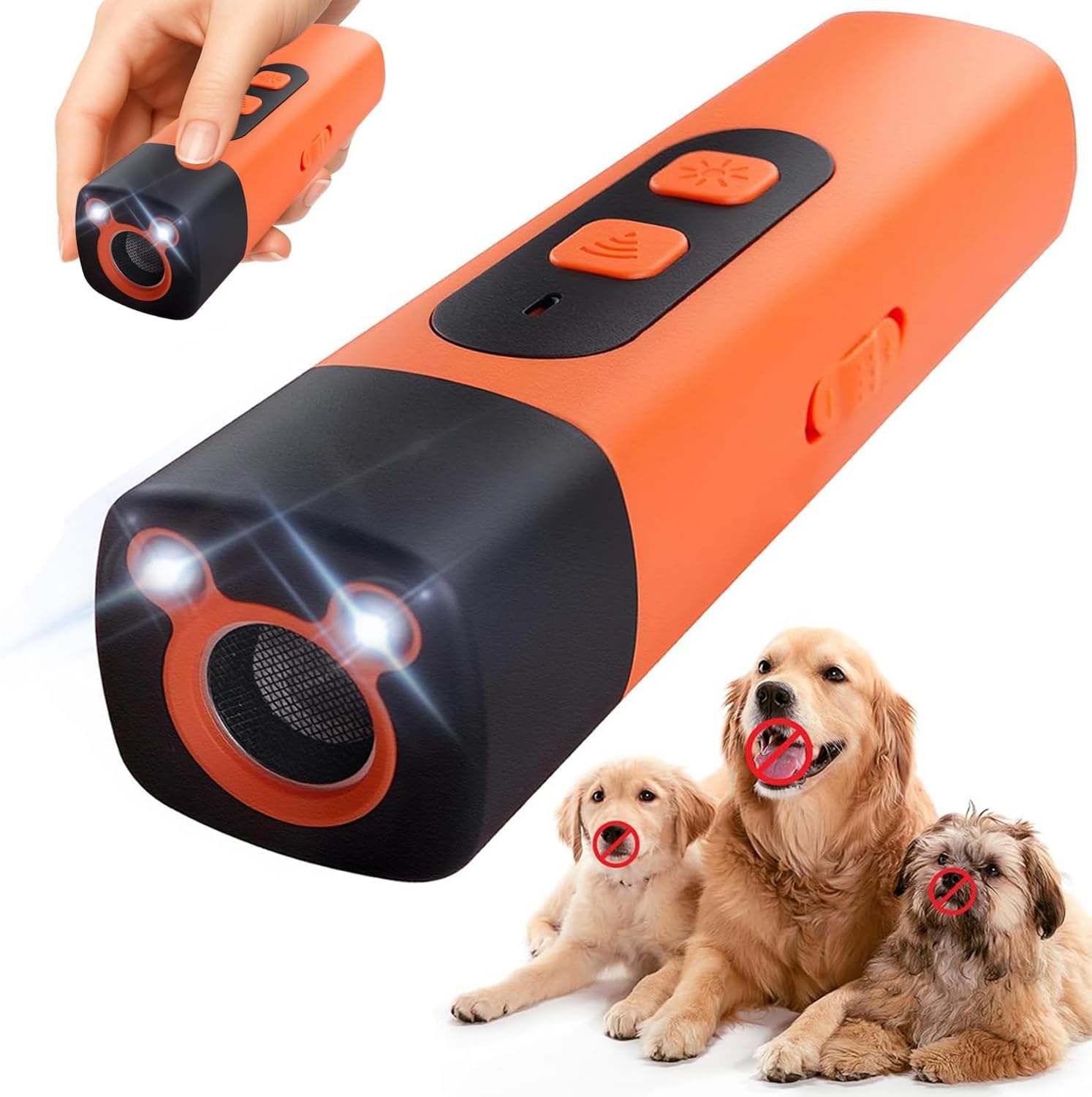 Dog Bark Deterrent Devices, Ultrasonic Anti Barking Device for Dogs, Stopping Own or Neighbor's Dog Barking, Portable Pet Supplies Dog Training Device, Safe and Effective, Orange Dog Bark Deterrent Devices, Ultrasonic Anti Barking Device for Dogs, Stopping Own or Neighbor's Dog Barking, Portable Pet Supplies Dog Training Device, Safe and Effective, Orange