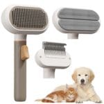 Dog Rake and Gently Removes Loose Dog Hair Brush Undercoat Mats and Tangled - Deshedding Grooming Tool for Dogs & Cats - Self Cleaning Slicker Brush - All Hair Types