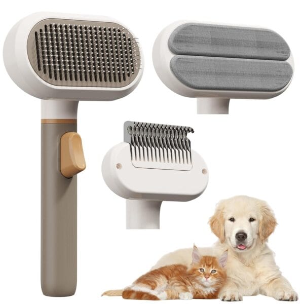 Dog Rake and Gently Removes Loose Dog Hair Brush Undercoat Mats and Tangled - Deshedding Grooming Tool for Dogs & Cats - Self Cleaning Slicker Brush - All Hair Types