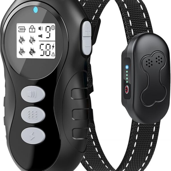 Dog Shock Collar with Remote Control - Shock Collar for Dogs IPX7 Waterproof Dog Training Collar with Beep Vibration Static Correction Flashlight Long-Lasting Battery Safe Training for dogs 10120 lbs