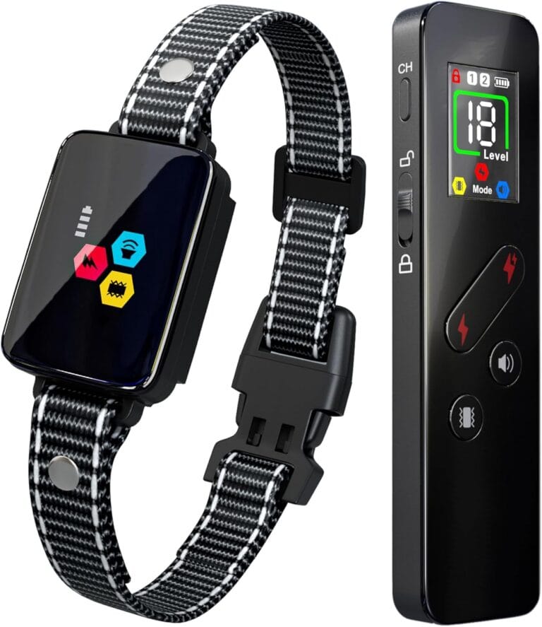 Cat Training Collar Cat Bark Collar with Remote Electric Cats Shock Collar 3300FT IP67 Waterproof 3 Training Modes Beep Vibration Shock Mode Top Meowing Effective for Bad Behavior Black Knight