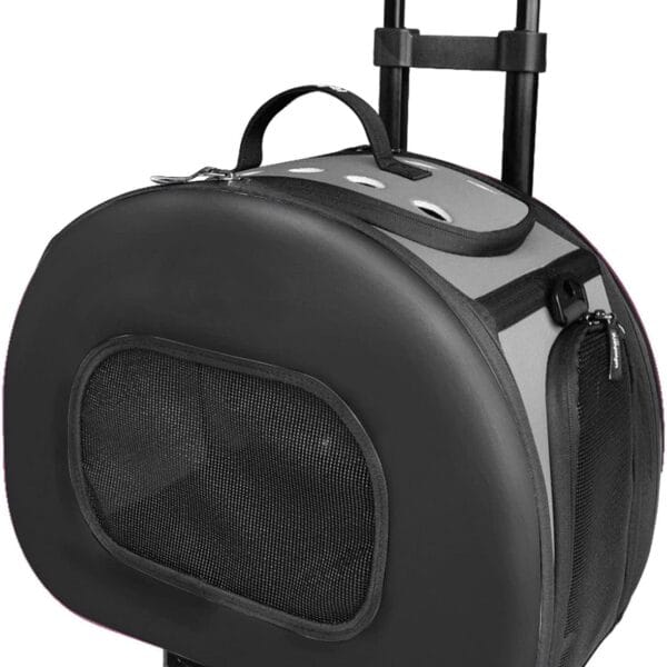 PET LIFE 'Final Destination' Airline Approved 2-in-1 Tough-Shell Wheeled Collapsible Travel Fashion Pet Dog Carrier Crate, One Size, Black