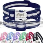 Personalized Waterproof & Reflective Dog Collar with Name Plate,Custom Easy Clean PVC Dog Collar with Buckle Engraved ID Name and Number (L(Width:1.0'', Fit 14.5''-23.0''),Navy Blue)