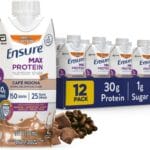 Ensure Max Protein Cafe Mocha Nutrition Shake | 30g Protein, 1g Sugar, 4g Fiber Blend | 12 Pack