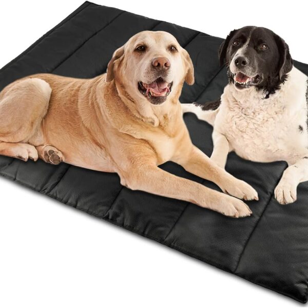 BWOGUE Large Outdoor Dog Bed, Portable Waterproof Camping Mat, Washable Travel Mat with Carry Bag for Medium and Large Dogs, 57"X39" (Black)