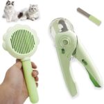 3PCS Cat Grooming Kit, Nail Clipper Trimmer and Nail File (Not Included 3PCS LR44 Button Cells), Brush for Shedding, Comb for Long Haired Cats, Pet Essentials, Gifts for Cat Lover