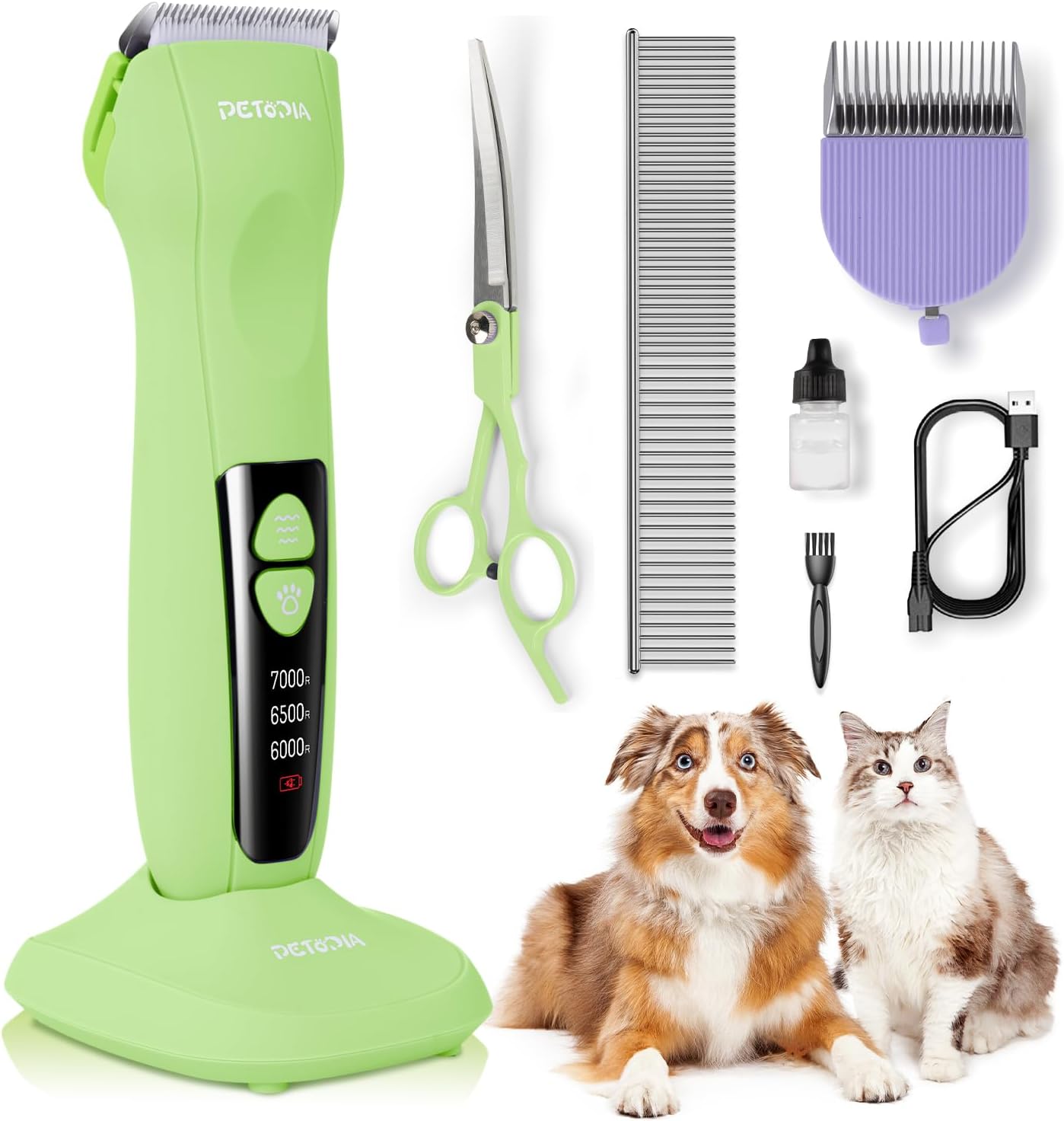 Professional Dog Clippers for Grooming, Low Noise Electric Quiet Dog Grooming Kit, Rechargeable Cordless Dog Shaver Clippers, with 9mm Blade for Dogs Cats Pets (Green) Professional Dog Clippers for Grooming, Low Noise Electric Quiet Dog Grooming Kit, Rechargeable Cordless Dog Shaver Clippers, with 9mm Blade for Dogs Cats Pets (Green)