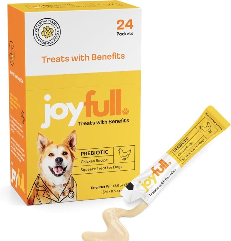 JoyFull Chicken Squeeze Treats for Dogs  Prebiotic Gut Health Snacks Made with Real Cage-Free Chicken  Lickable, Enrichment-Friendly, Meal Topper  24 Easy Squeeze Paste Treats (0.5oz Each)