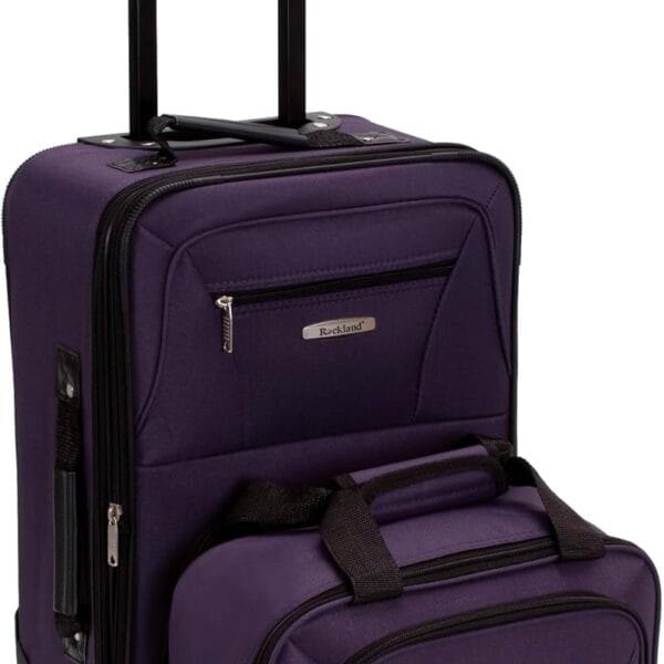 Rockland Fashion Expandable Softside Upright Luggage Set, Purple, 2-Piece (14/19)