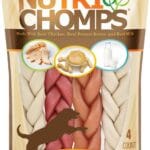 NutriChomps Dog Chews, 6-inch Braids, Easy to Digest, Rawhide-Free Dog Treats, Healthy, Real Chicken, Peanut Butter and Milk flavors, Pack of 4