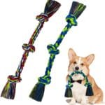 [2 Pack] Dog Rope Toys, Dog Chew Toy for Medium and Small Dogs, 3 Knots Heavy Duty Puppy Rope Toy, 100% Cotton Tug of War Dog Toys for Boredom, Teeth Cleaning