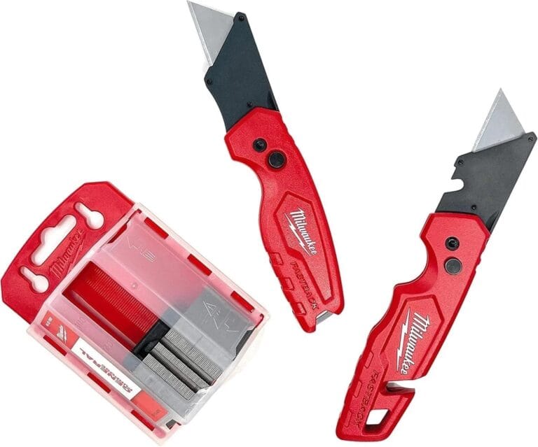 Milwaukee Fastback Flip Utility Knife 2 Piece Set with Razor Blade Dispenser (50 Blades Included)
