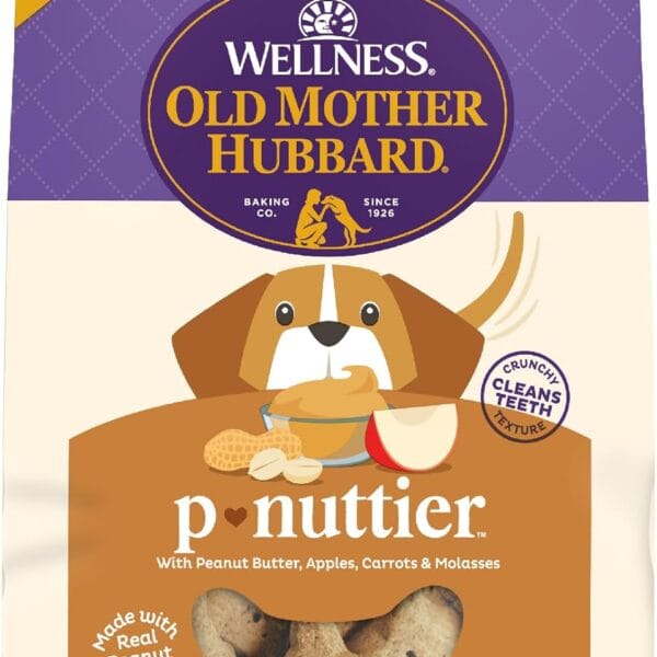 Old Mother Hubbard Wellness P-Nuttier Dog Biscuits, Natural, Training Treats, Peanut Butter Flavor, Large Size, (3.3 Pound Bag)