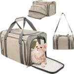 Cat Carrier Soft for Pets Up to 15 Lbs, TSA Airline Approved Pet Carriers, Expandable Dog Carrier for Travel, Soft Sided Collapsible Pet Travel Carrier for Cats and Small Dogs, Grey