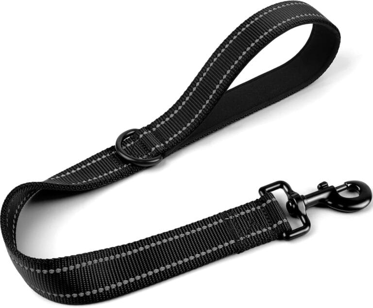 Joytale Strong Short Dog Leash 2FT, 1.2 Inch Wide, Heavy Duty, Padded Handle for Traffic Control, Reflective Leash for Medium and Large Dogs Walking Training, Black