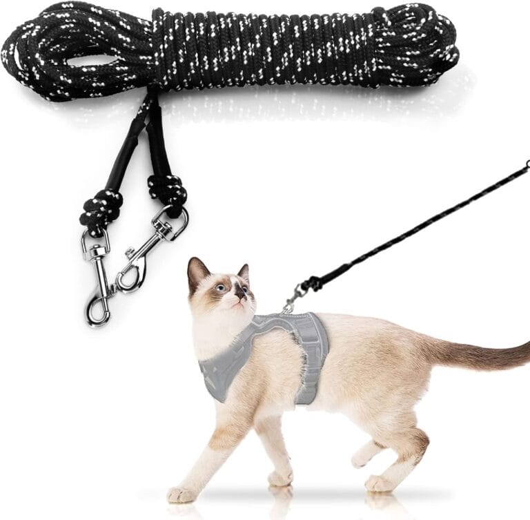 Extra Long Cat Leash for Yard, 9M/30FT Lightweight Outdoor Cat Leash Long Light Extension, Long Thin Lead for Rabbits, Kitten, Puppy and Small Animals