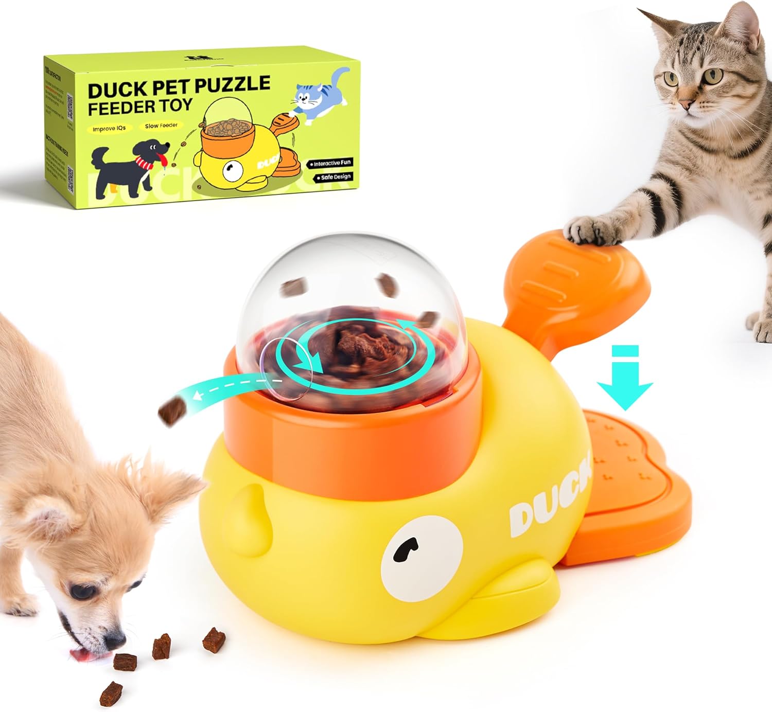 Potaroma Cat Puzzle Treat Dispenser, Interactive Duck-Shaped Enrichment Toy for Cats and Small Dogs, IQ Training and Exercise 8.6 Inches Potaroma Cat Puzzle Treat Dispenser, Interactive Duck-Shaped Enrichment Toy for Cats and Small Dogs, IQ Training and Exercise 8.6 Inches