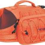 ONETIGRIS Dog Backpack for Medium & Large Dogs, Nylon Backpack for Dogs Tactical Pet Backpack with Side Pockets for Hiking Walking Training Running (Orange, Medium)