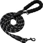 6 FT Heavy Duty Dog Leash with Soft Padded Handle, Highly Reflective Rope Dog leashes for Large Medium Small Dogs Night Walking Hiking Outside, 1/2 inch, Black