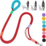 JSXD Dog Leash,5 FT Heavy Duty Dog Training Leash,Double Handle Comfortable Padded Hands Free Dog Leash,Adjustable Crossbody Waist Leash for Small Medium Large Dogs(Red)