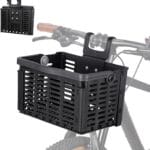Folding Bike Front Basket Plastic Bicycle Basket with Handles Lightweight Easy-Install on Front Handlebar or Rear Carrier